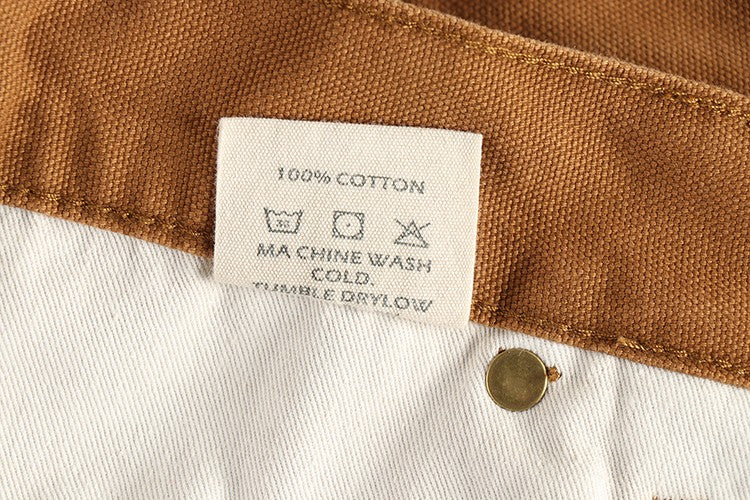 2025 Spring New American Retro Amekaji Heavyweight Woven Cargo Pants Men's Simple 100% Cotton Washed Straight Casual Trousers