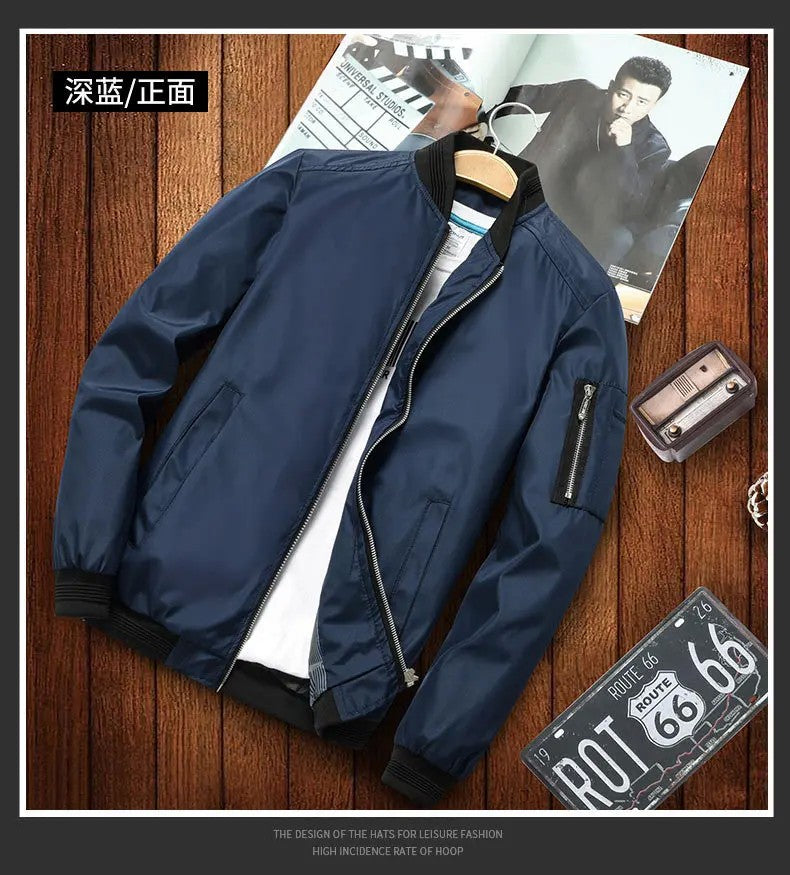 Men's Jacket Autumn Long Sleeve Baseball Uniform Windproof Cycling Thin Jacket Solid Zipper Casual Jacket Outdoor Sports Coat