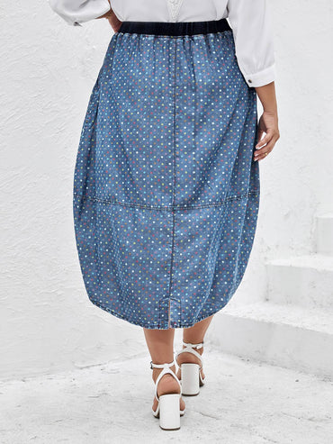 Women Plus Size Woven Spring And Autumn Denim Skirt