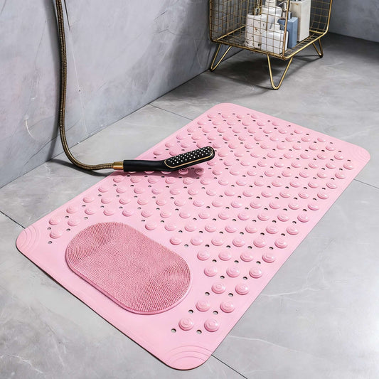 Anti-slip Shower Stall Mat Shower Room Mats with Suction Cup Non-slip Bath Rug Foot Massage Shower Carpet for Home Bathroom