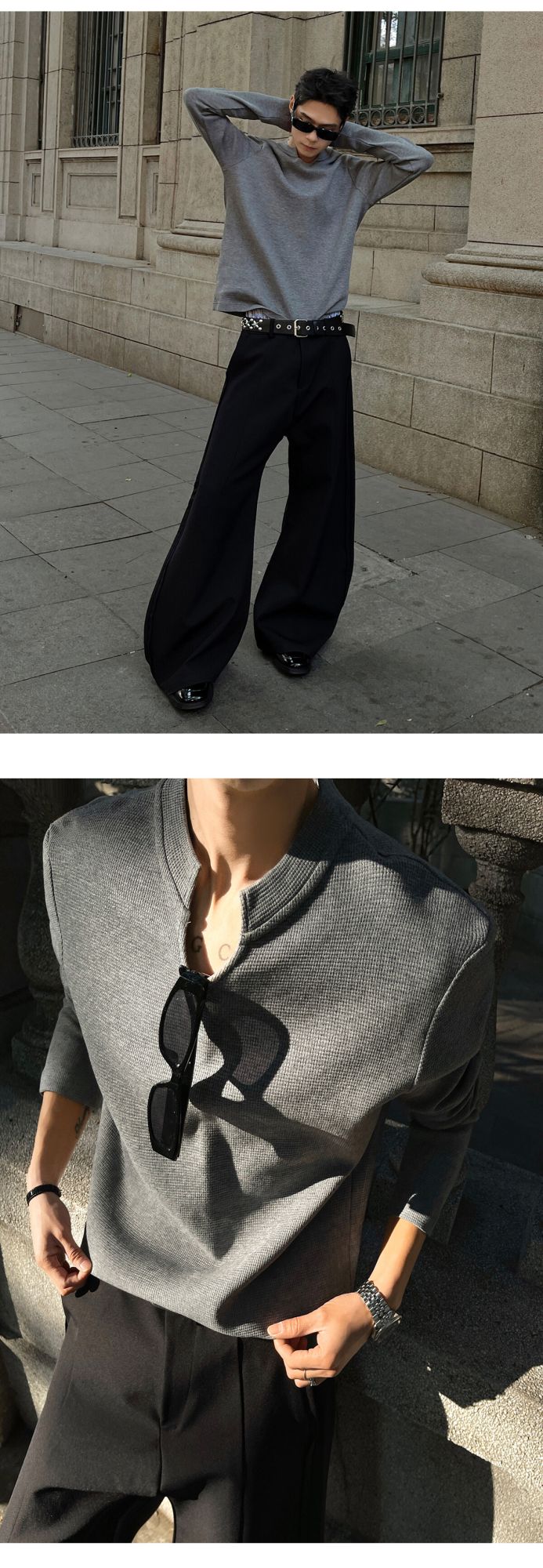 Mens Slim Fit Long Sleeve V-Neck T-Shirt Solid Color Spring  Casual Basic Top  Plain Tee Shirt Breathable Comfort Stretch Soft