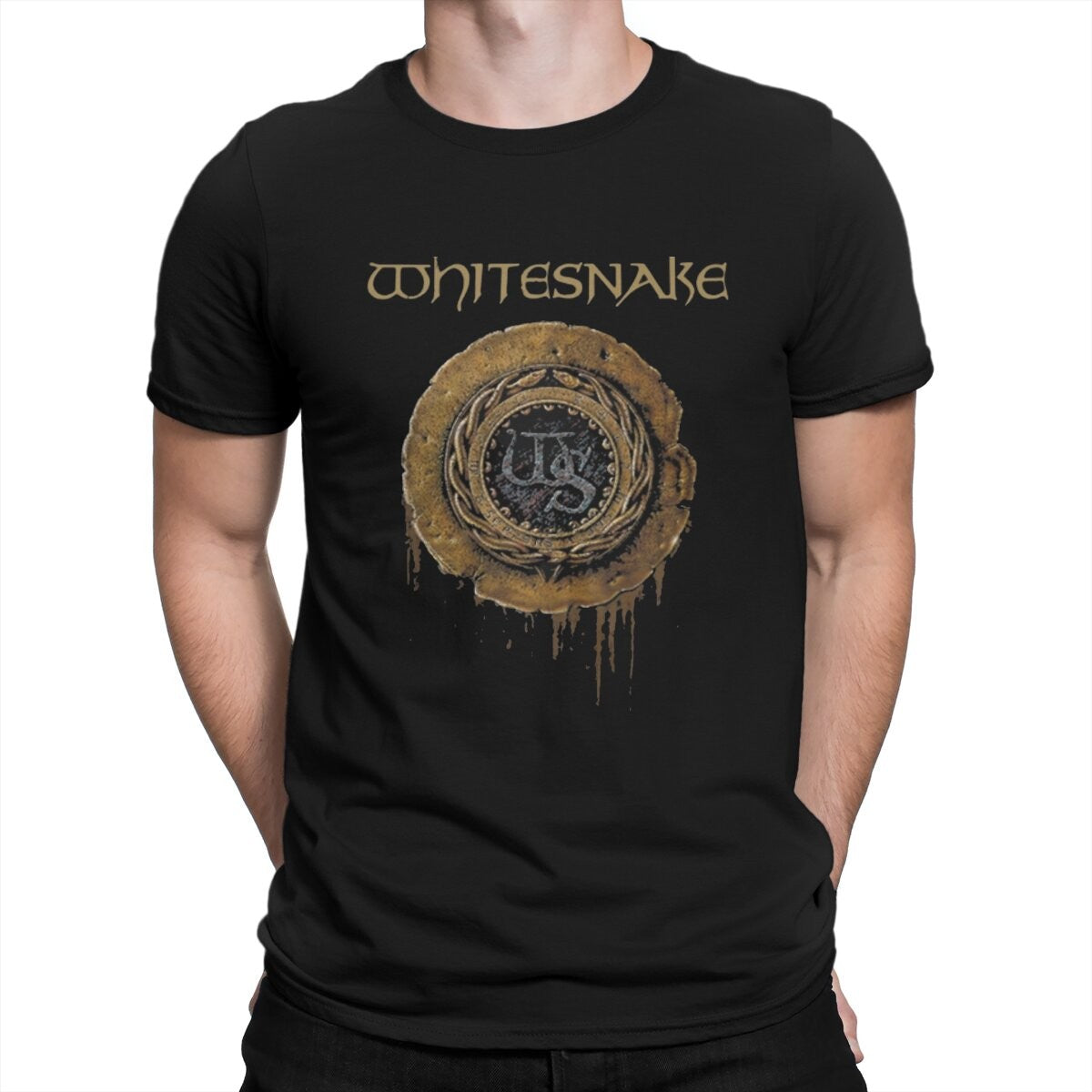 Whitesnake Creative TShirt for Men The Old Logo Round Neck Basic T Shirt Distinctive Birthday Gifts OutdoorWear
