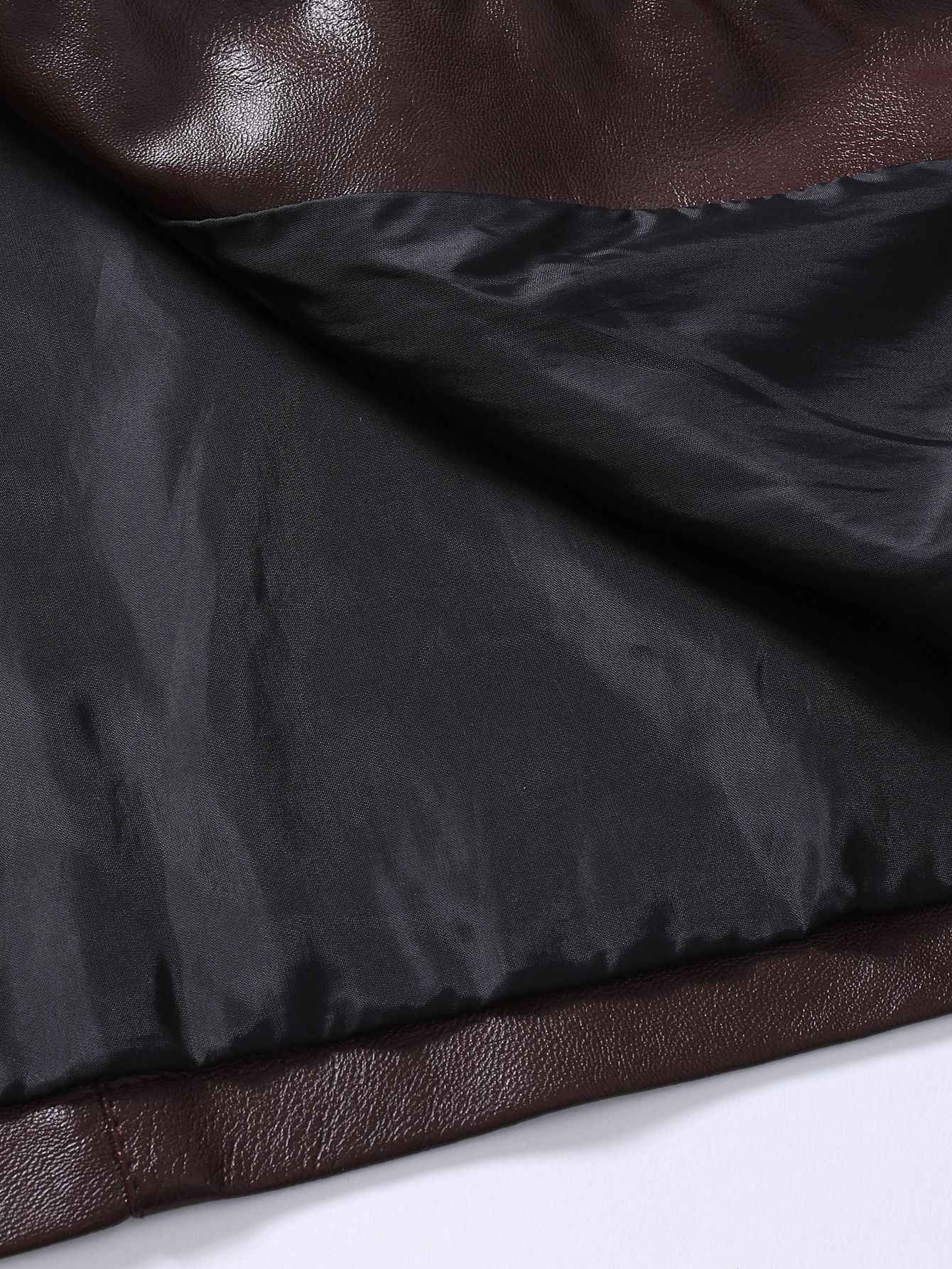 2024 Spring New Men's Business Casual Slim Long-sleeved Pu Leather Jacket Jacket Side Seam Pocket Zipper Solid Color