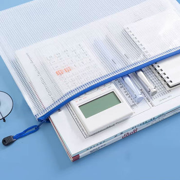 5PCS Stationery Storage Folder File Mesh Zipper Pouch A3 A4 A5 A6 B4 B5 Document Bag Zip File Folder School Office Supplies