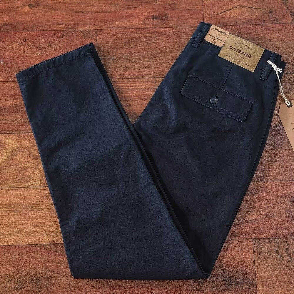 Loose Straight Leg Cotton Casual Pants for Men Summer Waed Khaki Workwear Trousers Youth Faion Long Pants Busin Casual