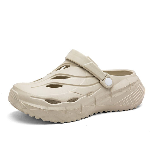 Men's summer casual anti-slip and wear-resistant hollow thick-soled flip-flops with a feeling of stepping on feces, EVA croats