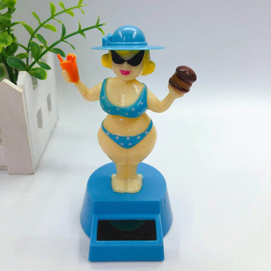 1 pc Car Decoration Solar Decoration Bobblehead Doll Cartoon RichWoman Modeling Decoration Gift Creative Interior Car Supplies