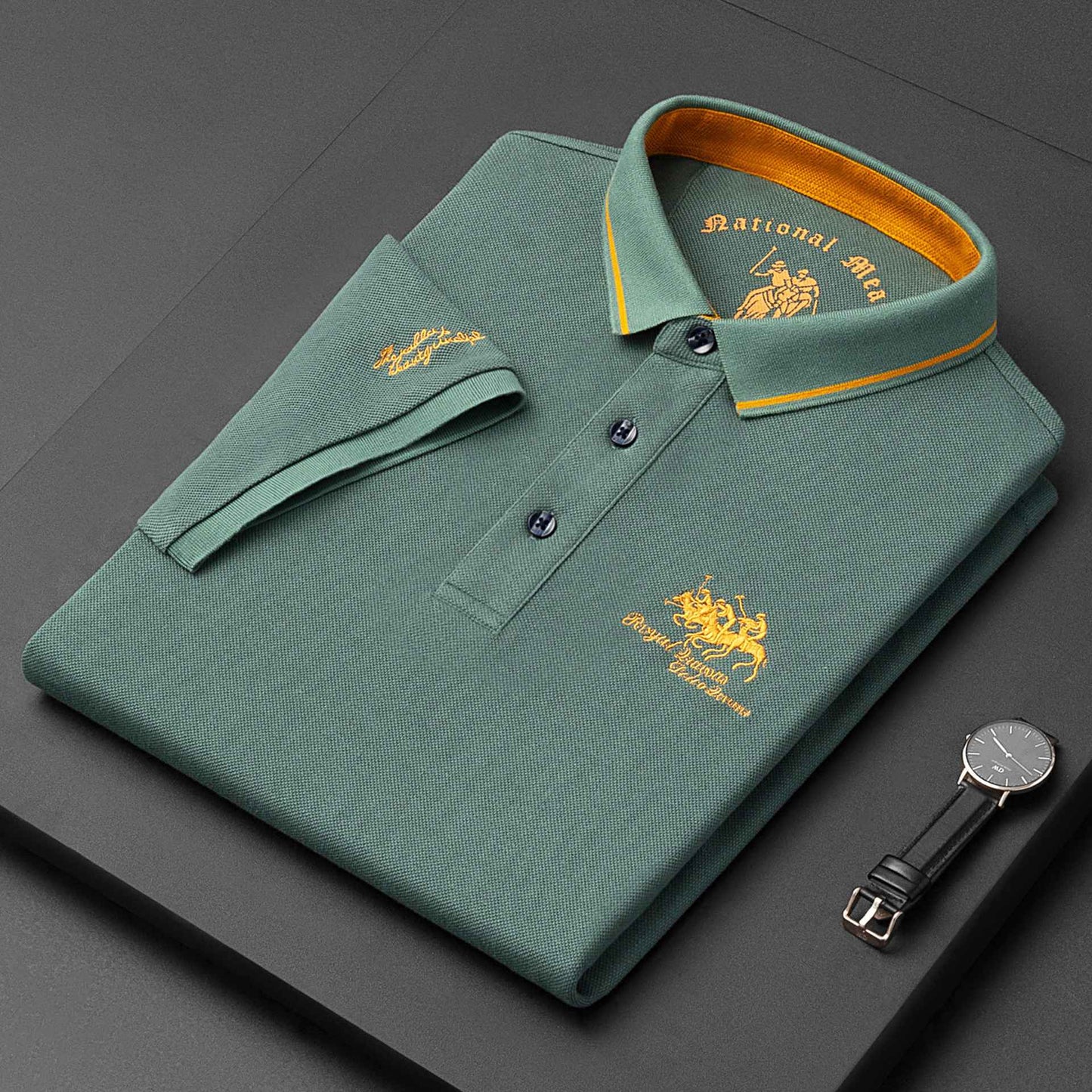 New Summer Embroidered Pure Cotton Men's Luxury Polo Shirt Top Casual Short Sleeved Fashionable Wrinkle Resistant Men's T-shirt