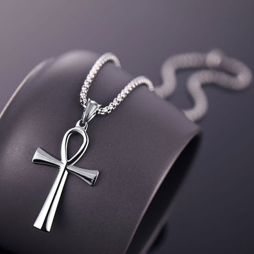 Stainless Steel Egyptian Ankh Necklace For Men Women Cross Pendant Chain Fashion Waterproof Jewelry Accessories