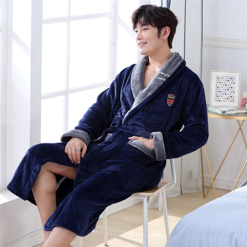 Large Size 3XL Flannel Robe Kimono Bathrobe Gown Winter Coral Fleece Sleepwear Nightwear Loose Thickened Home Wear Loungewear