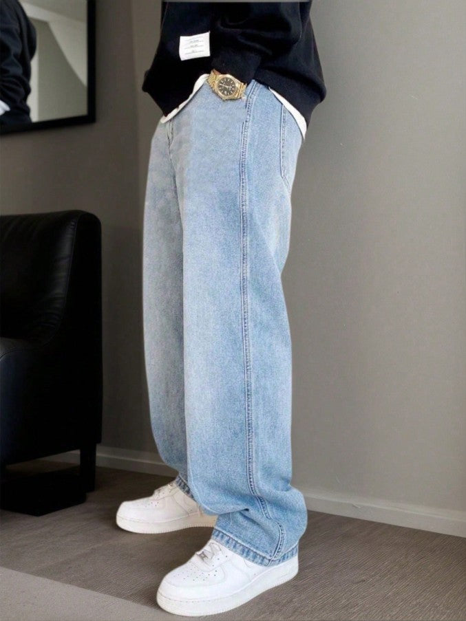 Men's Casual Vintage Loose-Fit Jeans with Pockets