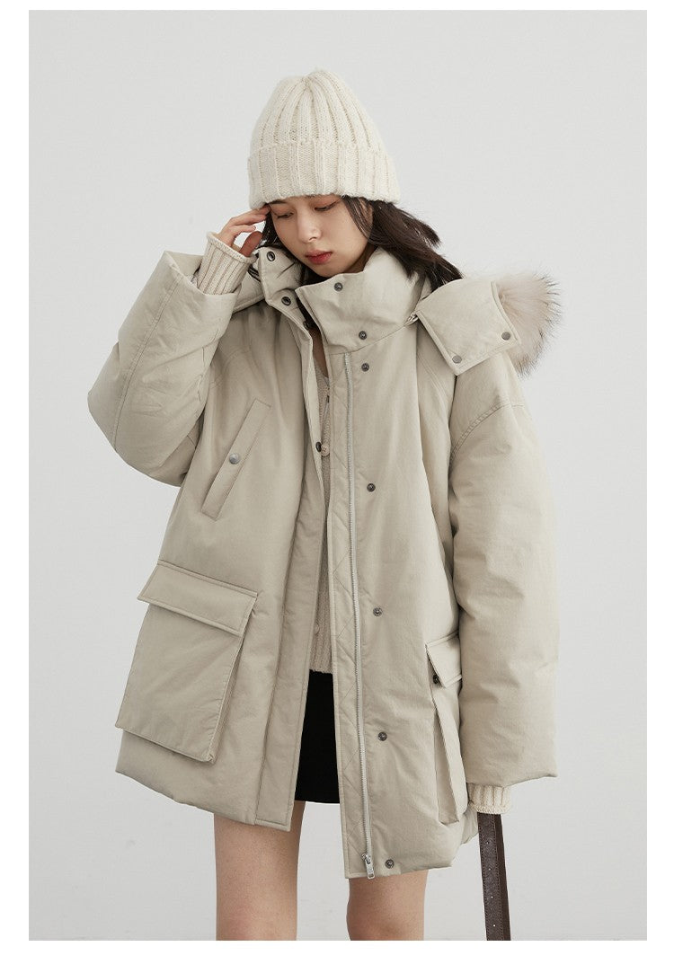 CHIC VEN Women Down Coats Solid Outdoor Loose Casual Down Jacket Thickened Parka Jackets Female Overcoat Autumn Winter 2023
