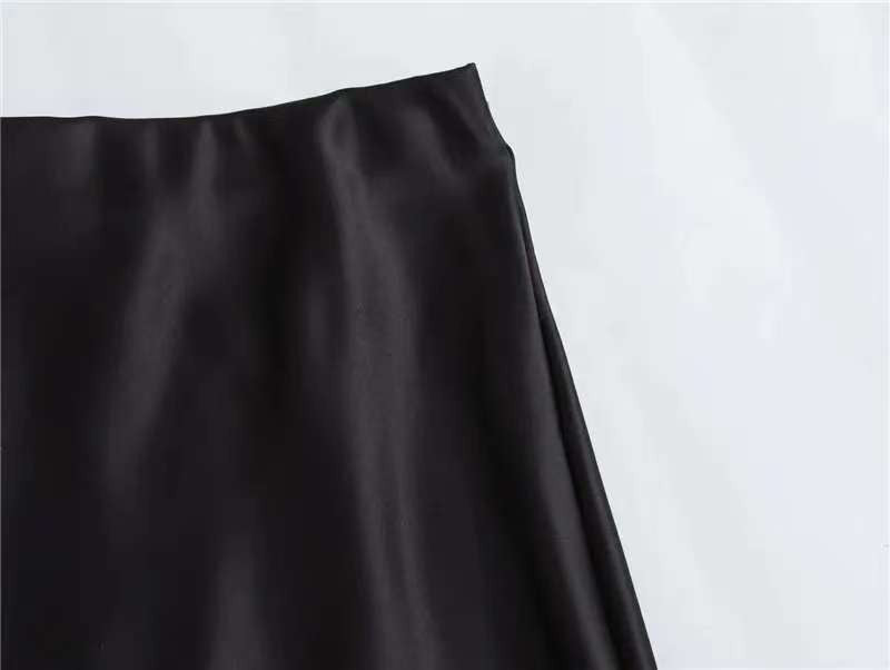 Women 2025 Satin Black Skirt Women High Waist Long Skirts for Women Summer White