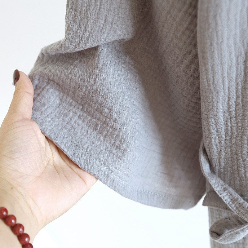 Large Size Kimono Robes with Pocket and Long Pants 2 Pcs Pajamas Set for Men Sleepwear Clothes Cotton Pjamas for Men