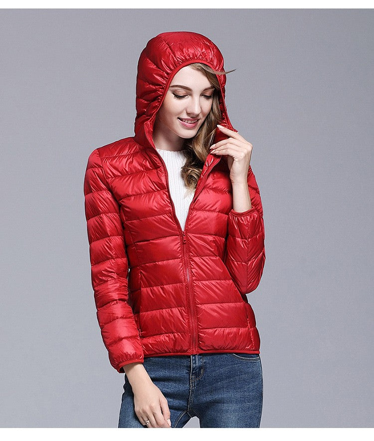 White Duck Down Winter Hoody Jackets Ultra-light Women Down Coats Puffer Long Sleeve Warm Slim Portable Thin Female Outwears 7XL