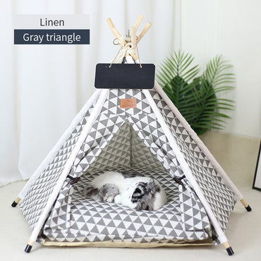Tenda Tipi para Gatos e Cães, Portátil, Removível, Lavável, Casinha Interna para Filhotes com Almofada e Lousa, Cama para Gato