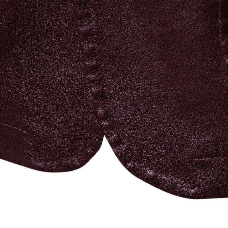 Black Men's PU Leather Suit, Leather Jacket Coat, Burgundy, Navy, Earthy Leather Jacket, Asian Size M-4XL