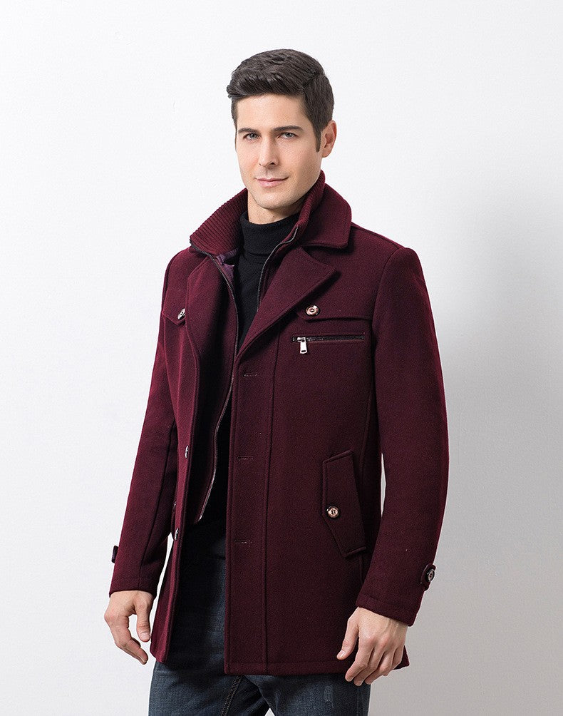 Winter Men's Jacket Oversized Wool Overcoat Solid Warm Pea Coats Thicken Casual Woolen Coat Men Clothing Parka A3F1303
