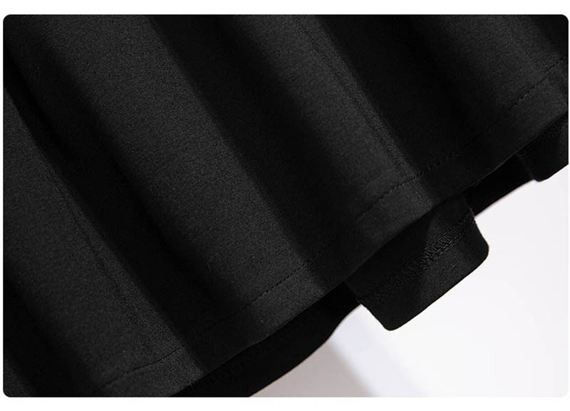 150Kg Plus Size Women's Autumn Loose Pleated A-Line Skirt 4XL 5XL 6XL 7XL 8XL 9XL Solid Elastic Waist Skirt Black
