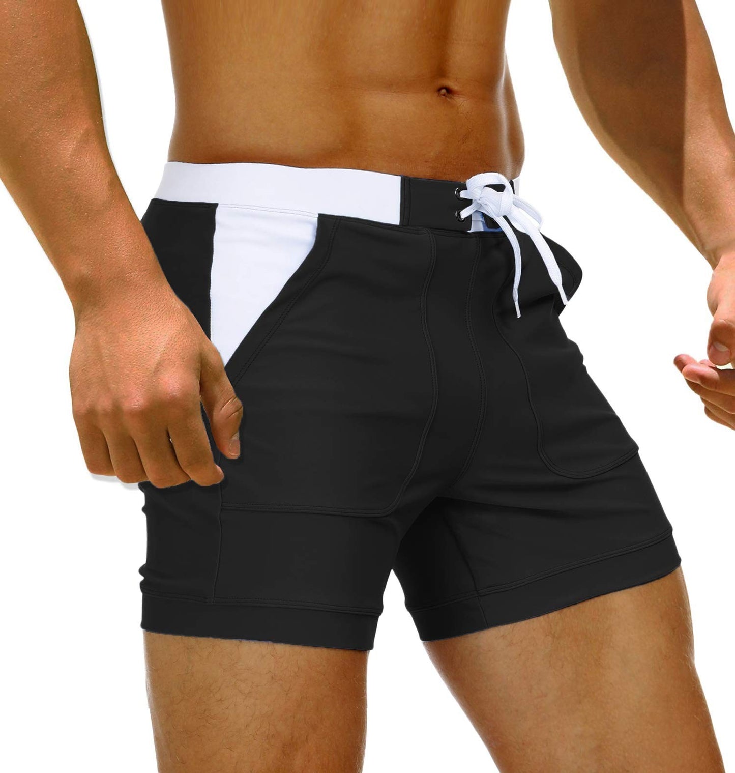 TACVASEN Summer Swimming Board Shorts Mens Beach Shorts Brief Boxer Trunks With Pocket Quick Dry Outdoor Casual Swimwear Bottoms