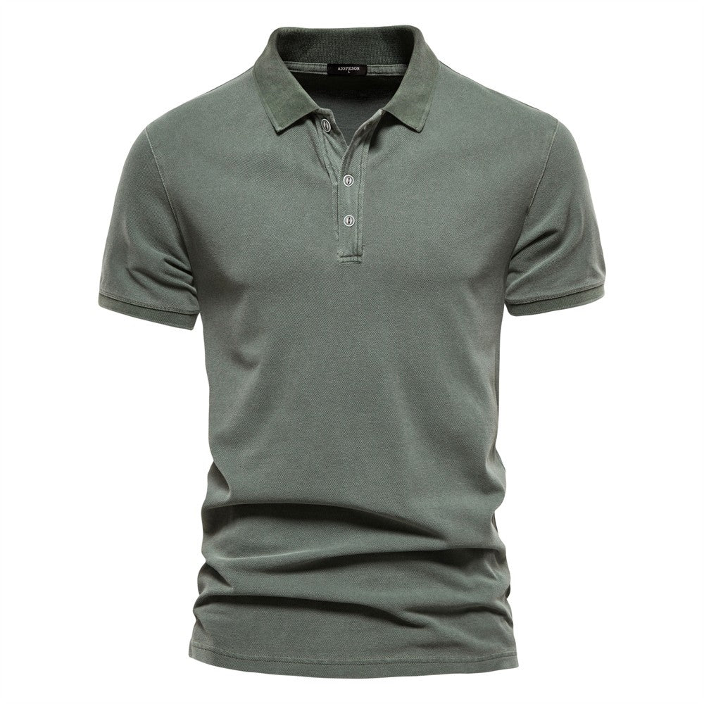 AIOPESON 100% Cotton Solid Color Men's Polo Shirts Casual Short Sleeve Turndown Men's Shirts Fashion Streetwear Polos for Men