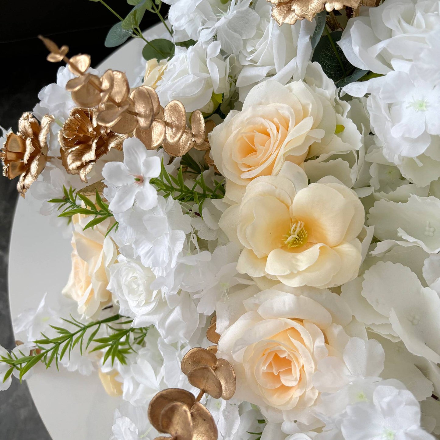 30-70cm Artificial White Rose Flower Ball, Wedding Reception Table Centerpieces, Floral Arrangement for Party Event Decor