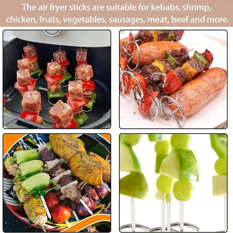 10/20/30pcs Kabob Skewers Stainless Steel Sticks For Grilling Reusable Kebab Tool Barbecue Stainless Steel BBQ Stick Chicken