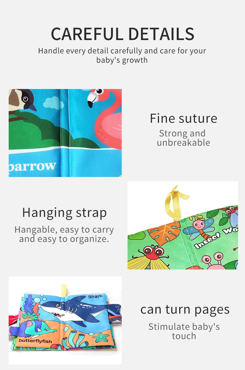 8 Page Tail Cloth Book Touch And Feel Infant Soft Books Cartoon Animals Development Interactive Early Education Toys For Baby