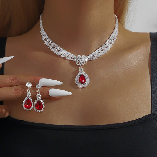 3PC Women's Fashion Trend Black Gold Flower Necklace Earrings Jewelry Set Wedding Banquet Party Festival Gift