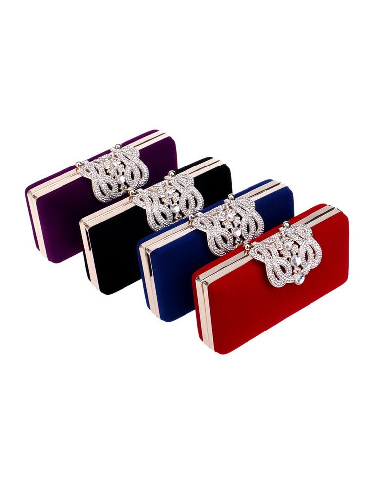 Fashion Women Bags Velvet Day Clutch Crown Diamonds Evening Bags Luxury 2023 Lady Handbags Party Wedding Female Purse