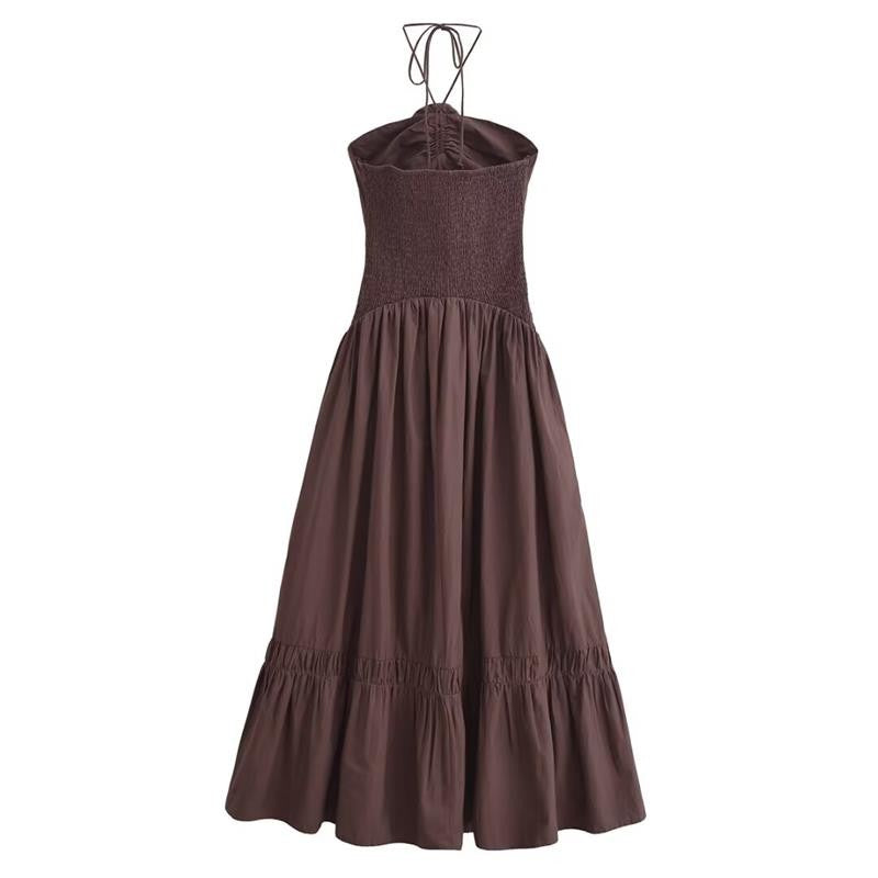 Dresses Summer Women's 2025 New Chic Tube Top Hanging Neck Holiday Dress Women's