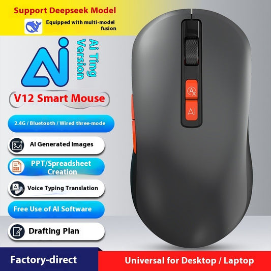 Ai Voice Mouse Wireless Bluetooth Dual-Mode Rechargeable for Laptop Pc Voice Typing Translation Deepseek Gpt intelligent Office