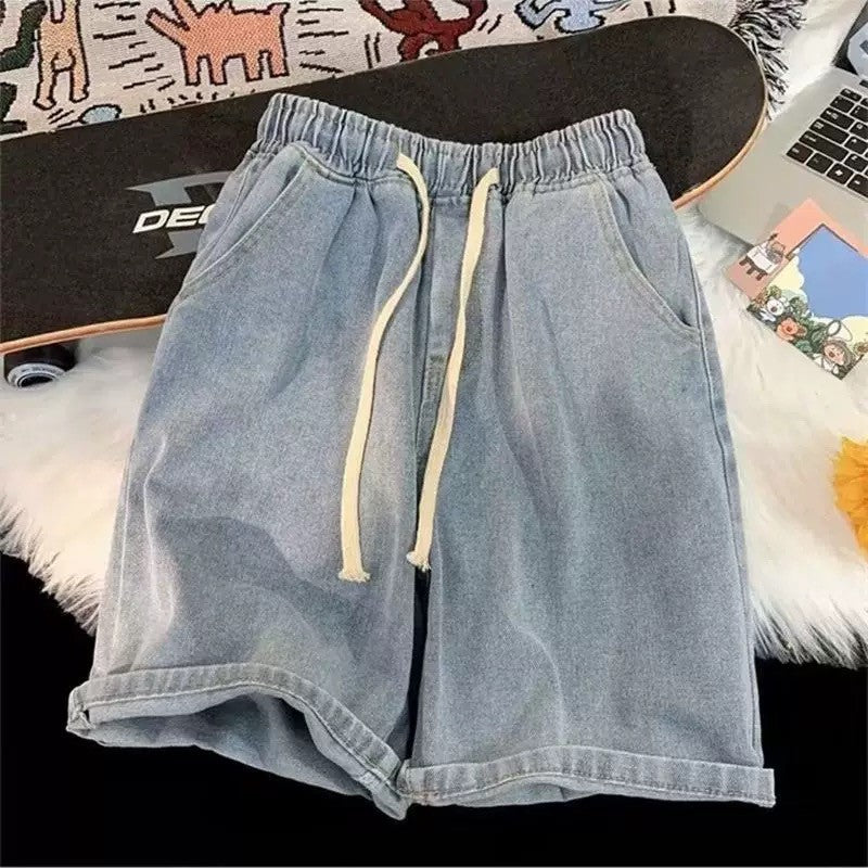 Summer men's seven inch jeans fashion design men's jeans slim fit straight leg short jeans casual loose wide leg denim shorts