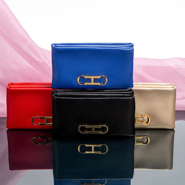 Fashionable Luxury Design 2024 Women's Solid Color Rectangular Handbag Business Party Letter Design Card Bag