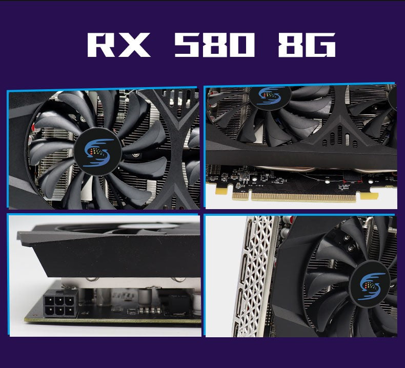Placa de Vídeo para Jogos RX 580 8GB 2048SP GPU Radeon Série RX580 Placa de Vídeo para Computador de Mesa para Jogos