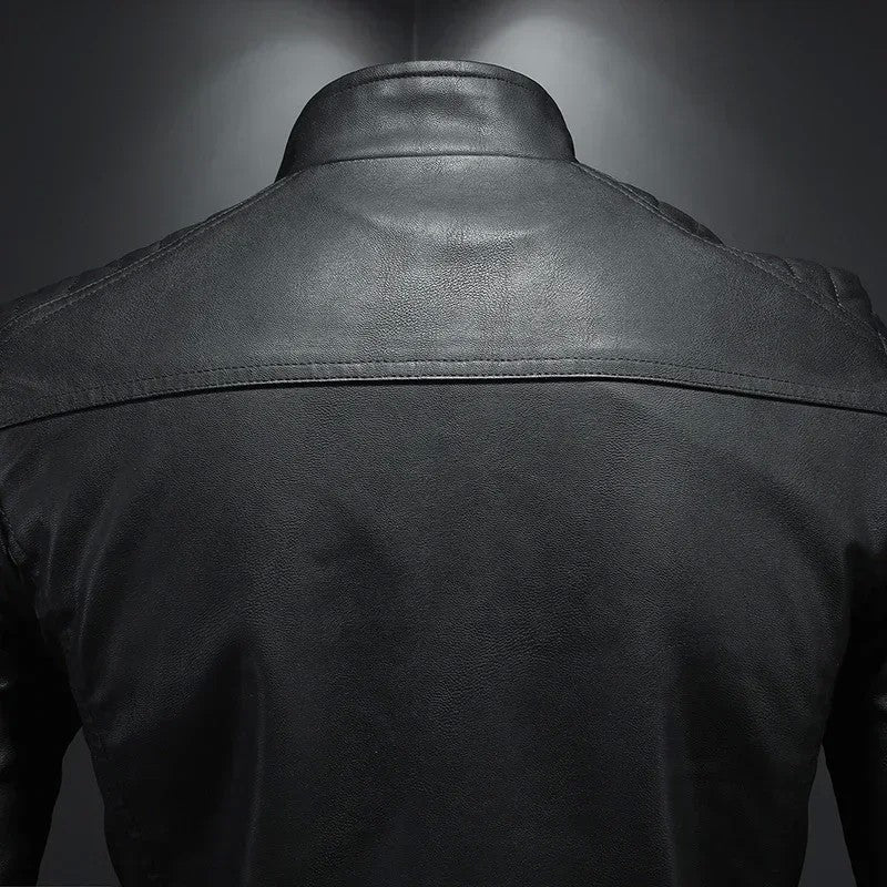 Men standing collar Jacke, leather motorcycle jacket men,bomber leather coat?fashion trend personalized leather winter clothing