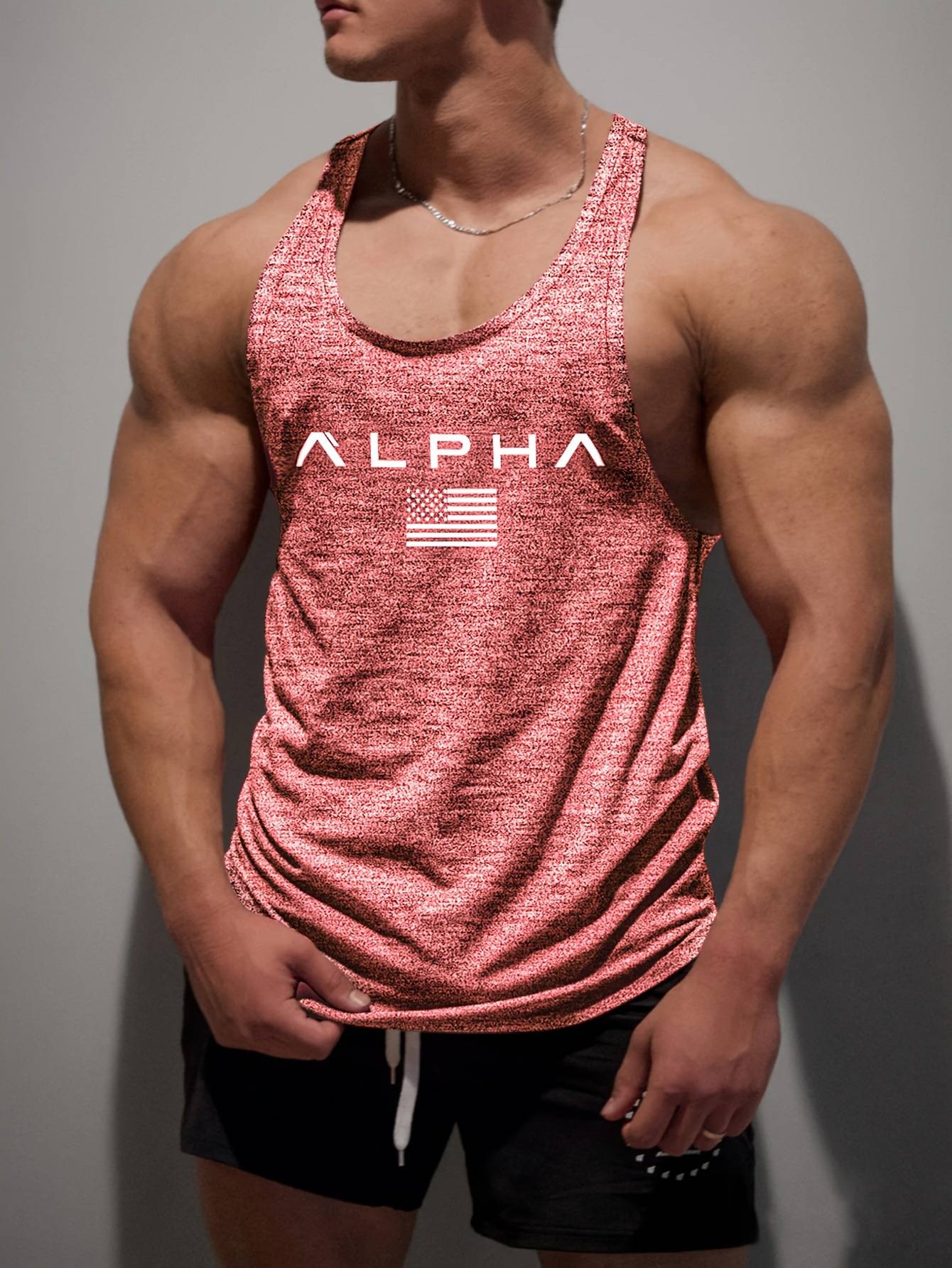 Cross-border European Size Alpha Men's Printed Round-neck Fitness Vest, Undershirt, Muscle Quick-drying Basketball Vest