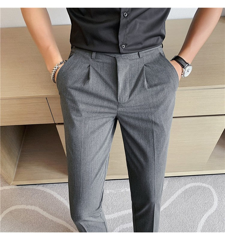 High Quality Elasticity Suit Pants Men Formal Business Office Social Dress Pants Slim Fit Casual Wedding Ankle Trousers Pantalon