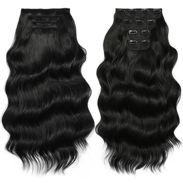 Bio Body Wave Clip in Hair Extensions 22 inches 4 pcs/lot 220g Soft Natural Heat Resistant Fiber Clip in Synthetic Hair