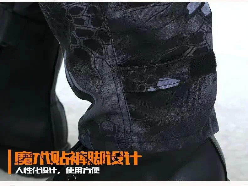 Black Python Pattern Wear-resistant Overalls Labor Insurance Cloth Uniform Men's Soft Tracksuit Outdoor Suit