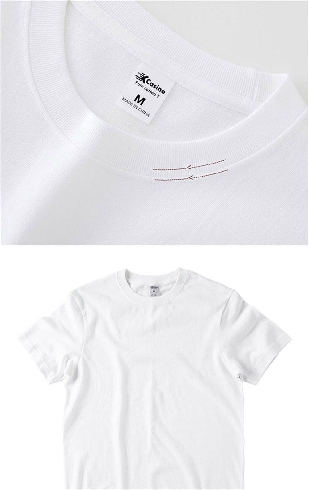 2PCS 100% Cotton Solid T Shirts Men's and Women's Short Sleeve White Tees Casual Breathable Loose Round Neck T-shirt Couple Tops