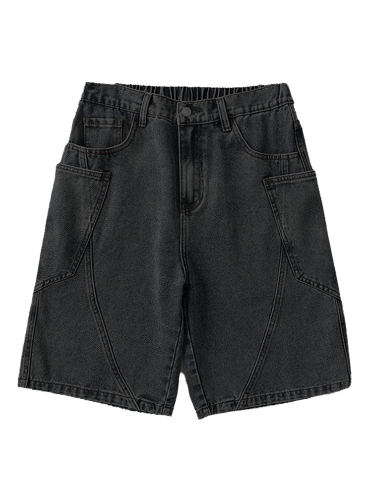 Men's Summer Denim Cargo Shorts Big Size 8XL 7XL 6XL Elastic Waist Straight Baggy Jeans Shorts