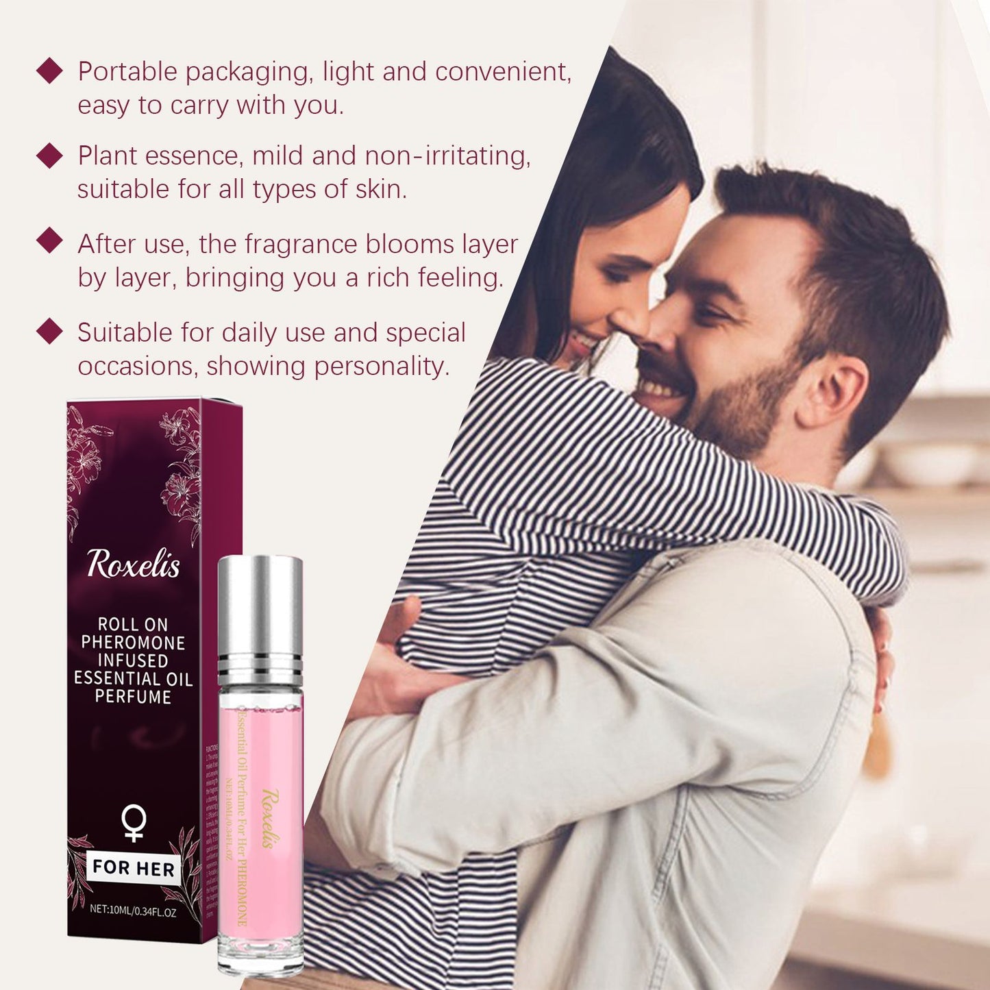 Roxelis Women Ball Perfume Natural Fresh Scent Elegant Charming Lasting Fragrant Ball Design Portable Perfume Skin-Friendly