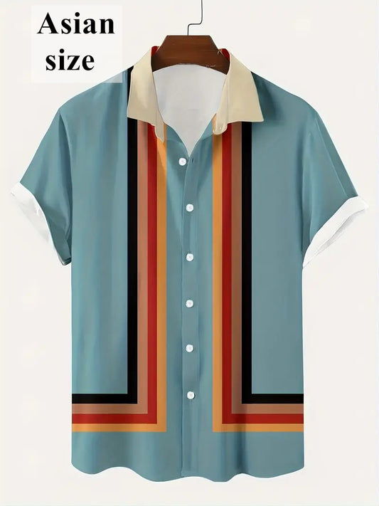 3d Print Hawaiian Beach Shirts Summer Men Shirt Fashion Striped Shirt Men Fashion Streetwear Short Sleeve Blouse Vacation Tops