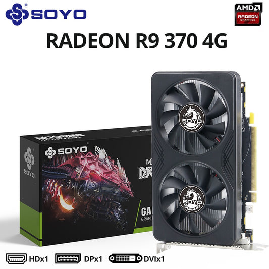 SOYO AMD Radeon R9 370 4G Graphics Card GDDR5 Video Memory 256Bit Gaming Card PCIE3.0x16 DP DVI for Desktop Computer Host