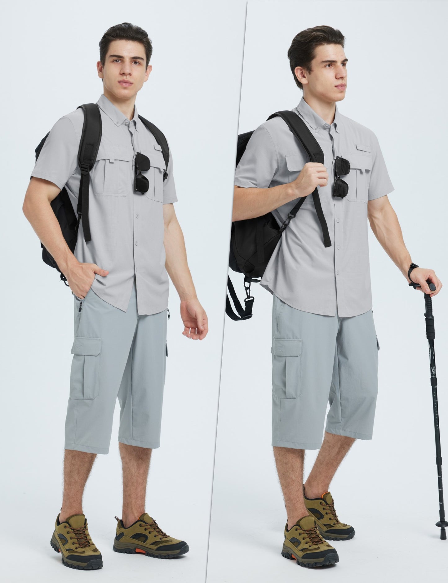 TACVASEN UPF 50+ Sun Protection Shirts Men's Quick Dry Outdoor Fishing Hiking Shirt Mesh Breathable UV Work Cargo Shirts Men
