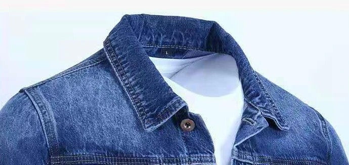 Blue Male Jean Coats Button Pocket Men's Denim Jacket Autumn Cowboy G Winter Oversize Branded Size L Outwear Clothing New in Y2k