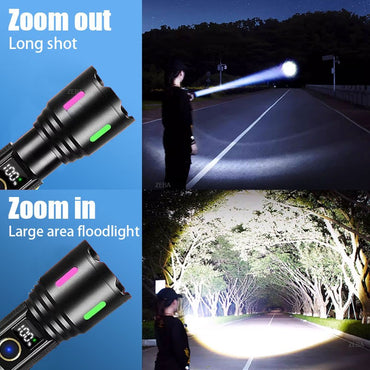 60000000LM Most Powerful Led Flashlight 3500M Long Range Torch High Power Led Flashlights Rechargeable Strong Tactical Lantern