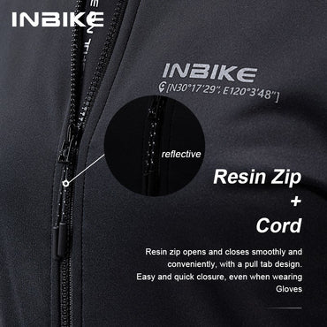 INBIKE Men's Winter Cycling Bike Jackets Windproof Softshell Thermal Bicycle Clothing for Men Warm Fleece Road Bike Windbreaker