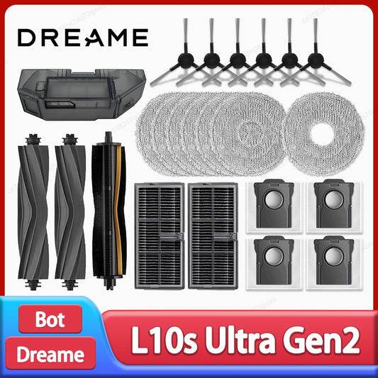 Dreame L10s Ultra Gen2 / L30s Ultra Robot Vacuum Cleaner Accessories Main Side Brush Mop Cloth Hepa Filter Dust Bag Spare Parts